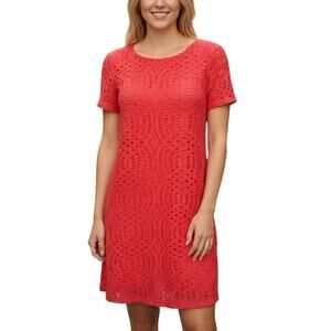 2/$30 J. Crew Lace Dress with Scalloped Hem Coral Short Sleeve H5408 Size 4